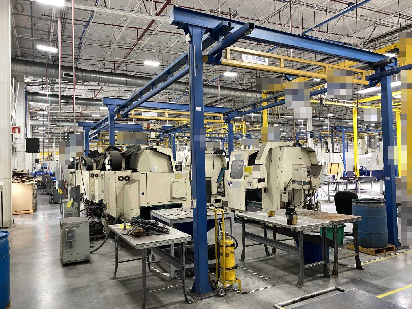 Gorbel Freestanding Workstation Bridge 2000 Lbs. Max Capacity 14' x 39' x 10' TS w/ Coffing 1Ton Hoist. 460V, 3-Phase, 1 HP