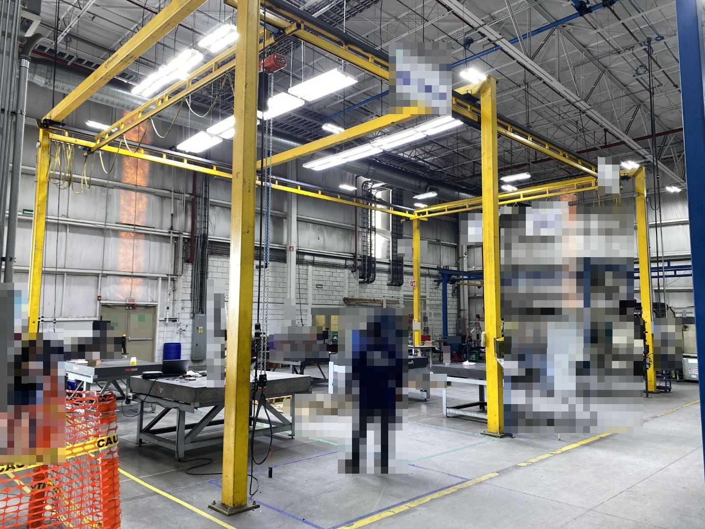 CraneVeyor TranStation Freestanding Workstation Bridge 1000 Lbs. Max Capacity 24' x 54' x 17' TS w/ (2) Coffing 1/2Ton Hoists. 460V, 3-Phase, 1/2 HP