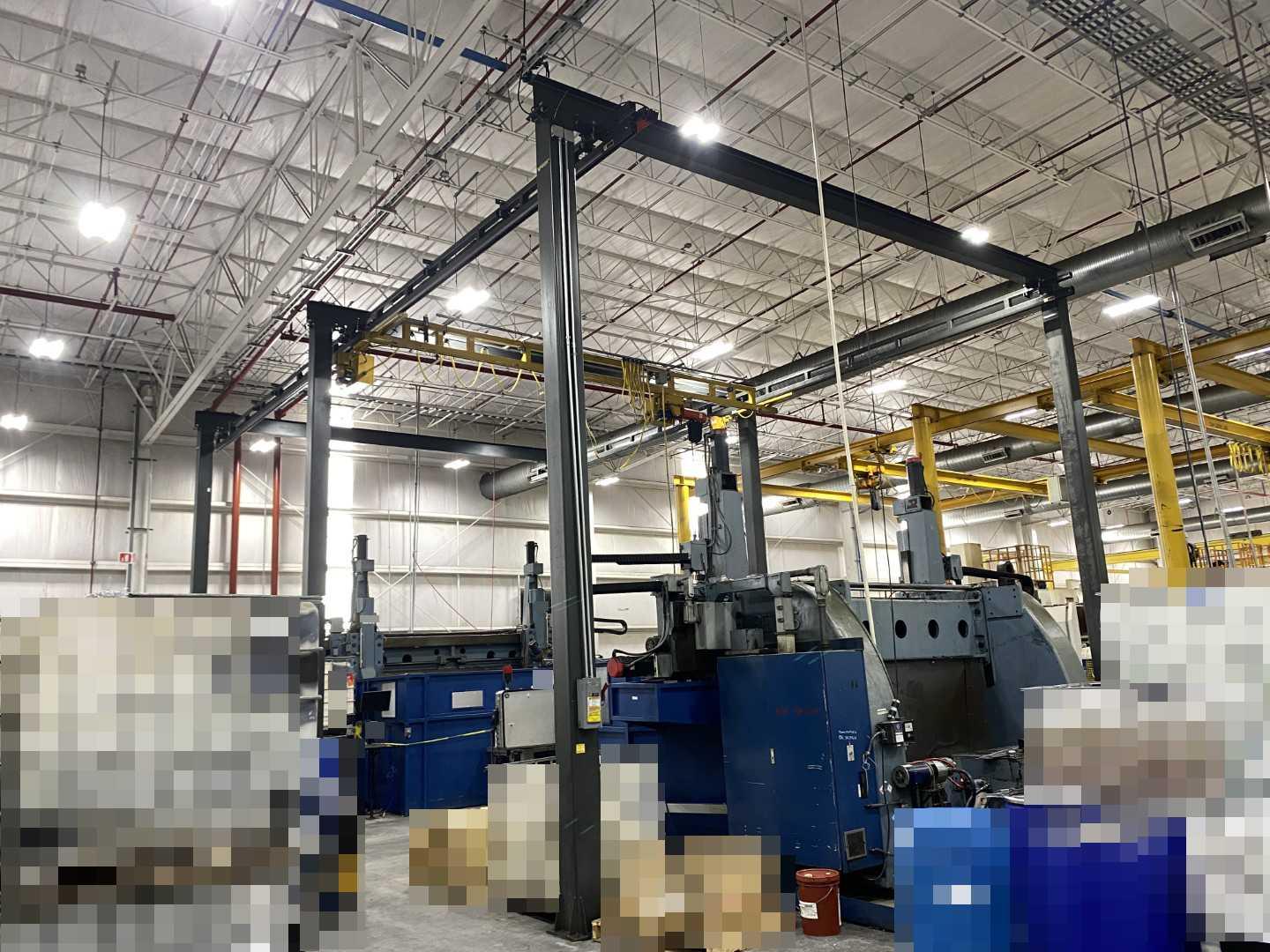 Spanco Freestanding Workstation Bridge 2000 Lbs. Max Capacity 26' x 54' x 18' TS w/ CM Lodestar 1Ton Hoist. 460V, 3-Phase, 1 HP