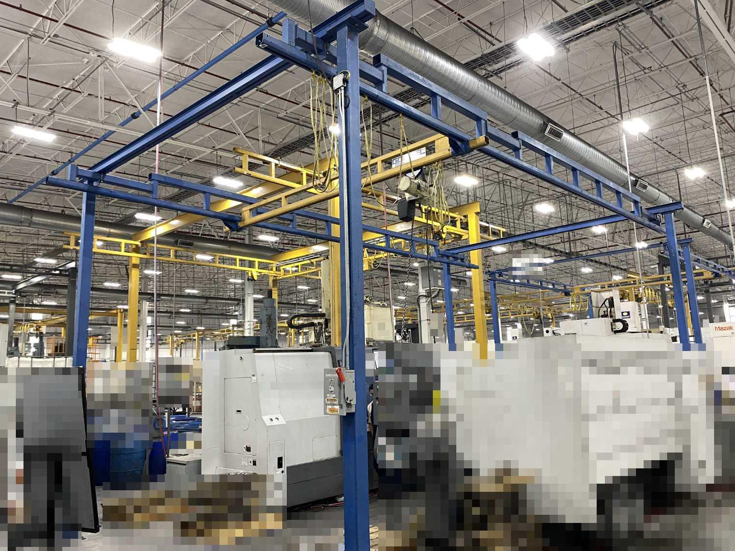 Gorbel Freestanding Workstation Bridge 1000 Lbs. Max Capacity 16' x 31' x 13' TS w/ Coffing JLC1V163LCX 1/2Ton Hoist. 460V, 3-Phase, 1/2 HP