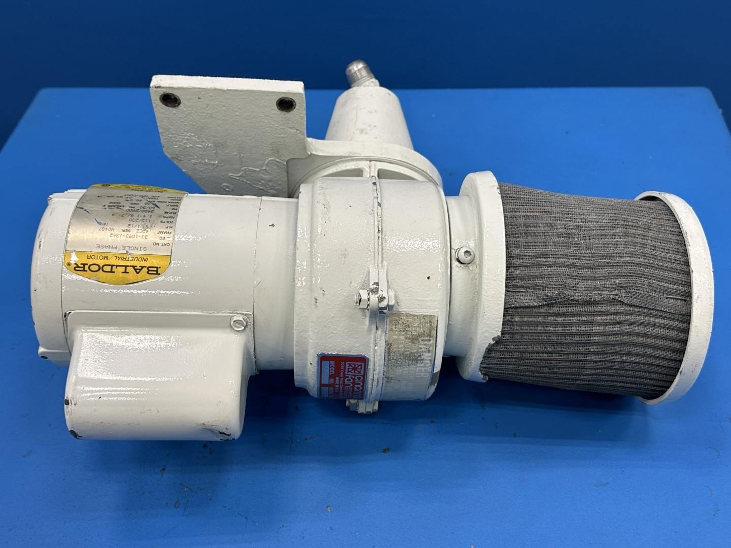Cincinnati Milacron LM-3 1/12 115V; 230V Fan industrial blower with attached Baldor single-phase motor