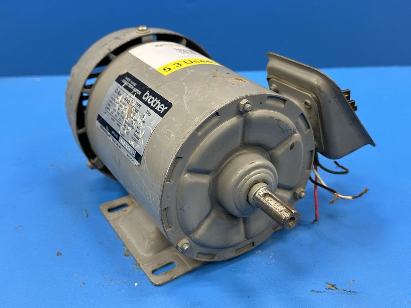 Hitachi TFO-K 0.4kW (1/2 HP) 4-Pole 3-Phase Induction Motor, 200-220V (Brother OEM)
