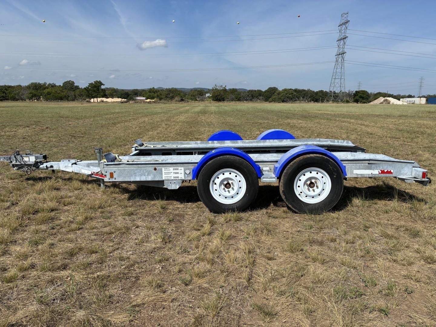2017 Demco AT7000P Tandem Axle Car Hauler – 7K GVWR, Galvanized, Slide-Out Ramps