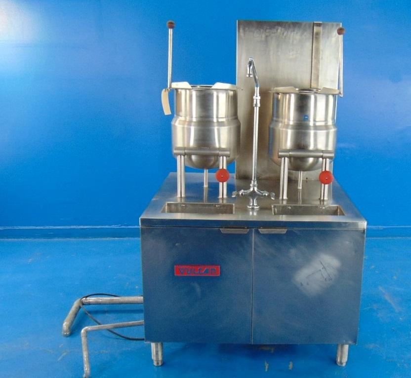 Vulcan 2T2036G Two 24-Quart Jacketed Tilting Kettle - Gas Boiler Base - Commercial Kitchen Equipment