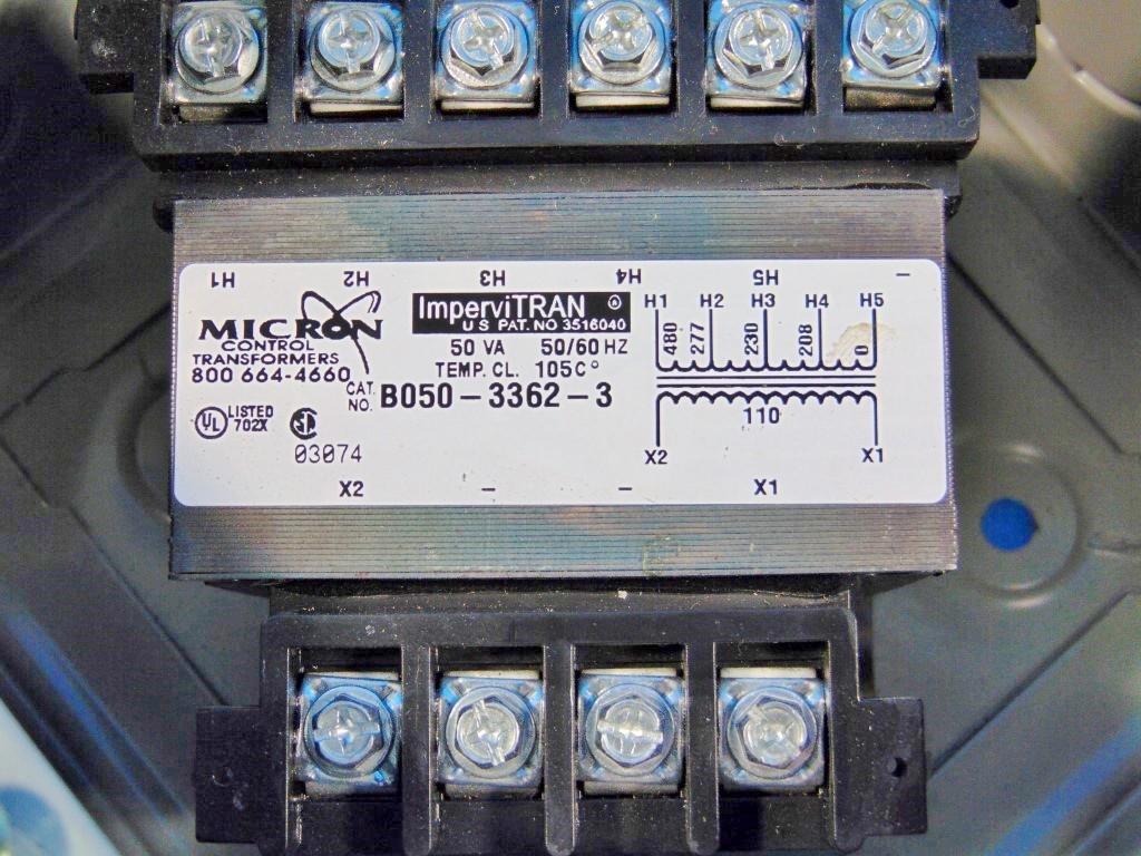 208/460V 50 VA Single-Phase Control Transformer Micron Impervi-TRAN B050-3362-3