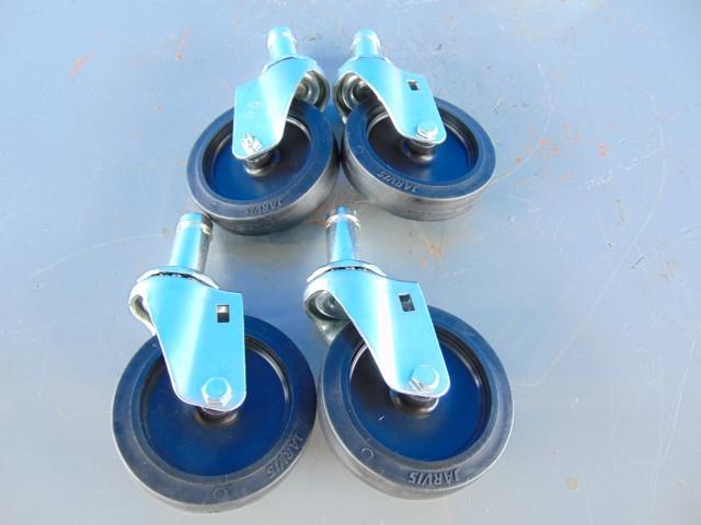 Stem Casters Set of 4, 5" Swivel, 7/8" Grip Ring Stem, TPR Rubber Wheels, 600 lb - Wire Shelving / Metro Super Erecta Replacement - Jarvis J4-40-213GF-11