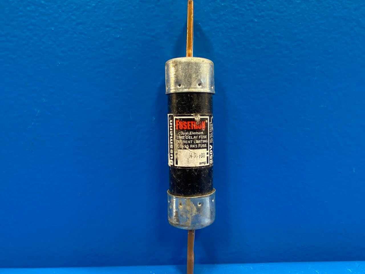 100 Amp Class RK5 Dual-Element Time Delay Fuse 250V Bussmann Fusetron FRN-R-100
