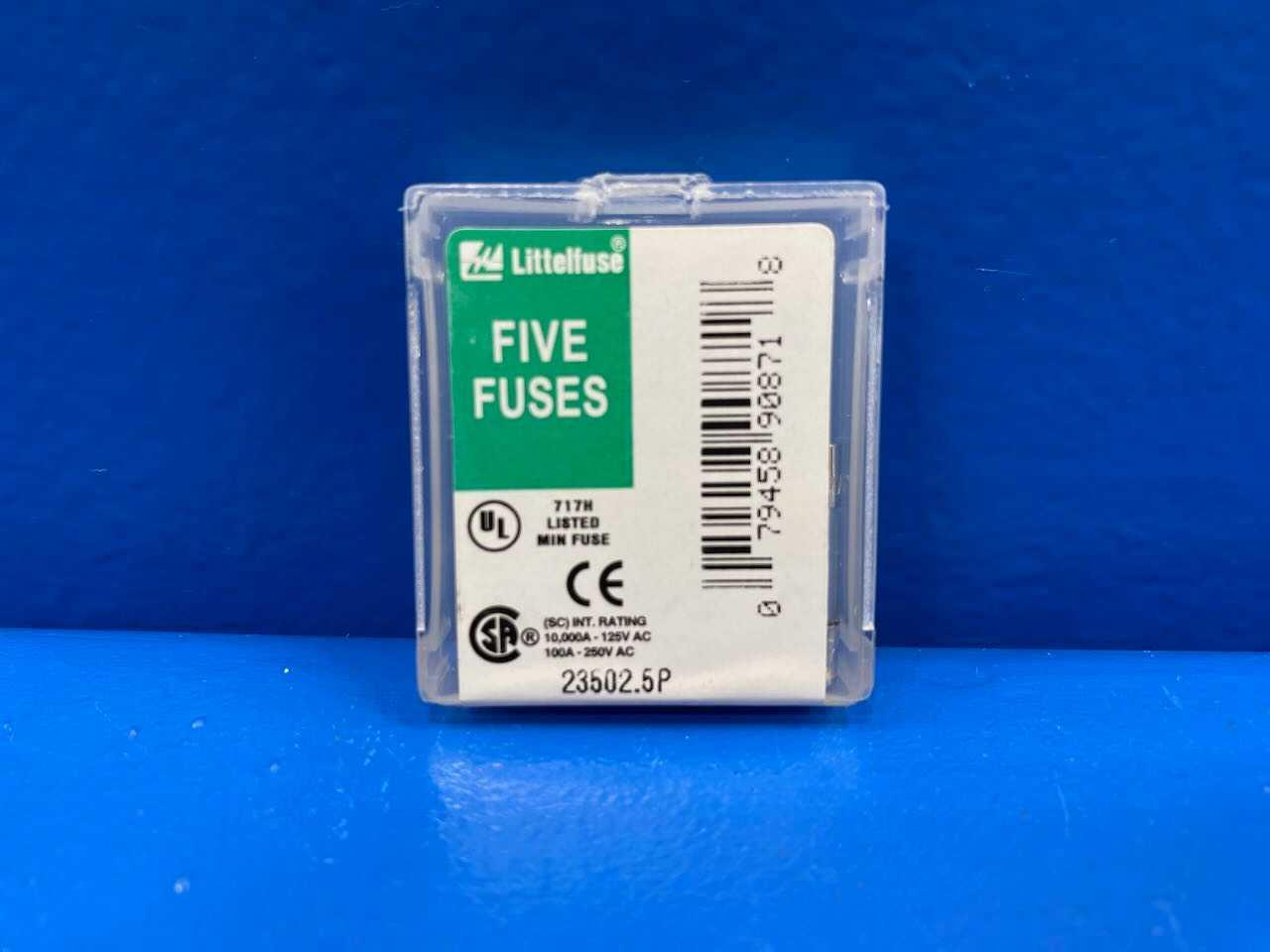 2.5 Amp 5x20mm Glass Cartridge Fuse 250V Littelfuse 023502.5VXP
