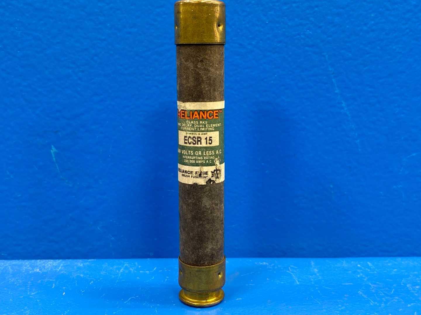 15 Amp Class RK5 Dual-Element Time Delay Fuse 600V Bussmann Reliance ECSR-15
