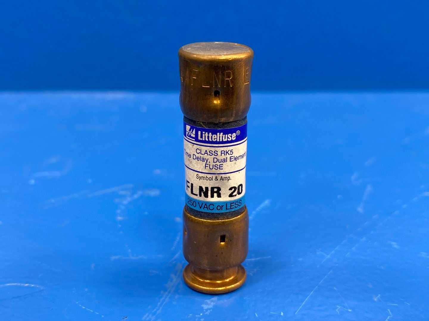 20 Amp Class RK5 Dual-Element Time Delay Fuse 250V Littelfuse POWR-GARD Slo-Blo FLNR-20