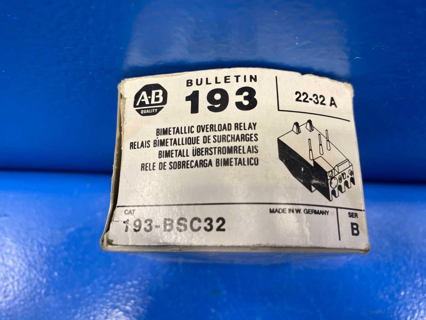 Allen-Bradley 193-BSC32 Bimetallic Overload Relay 22-32 Amps Series B
