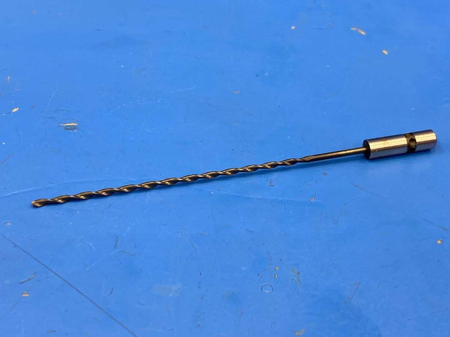 HSS Hand Reamer .0971" Small-Bore w/ Brass Handle, Spiral Flute x 6" Long, Used
