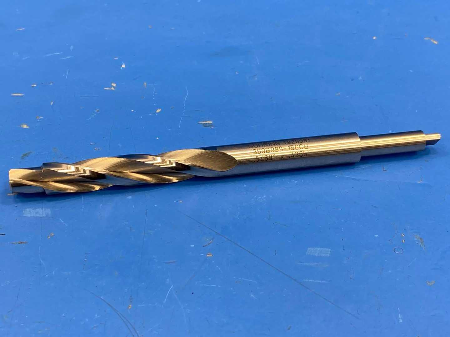 HSS Core Drill Pilot Reamer .5469" TiN Coated w/ Coolant Hole, Spiral Flute, Guhring 369B999-156CB NIB