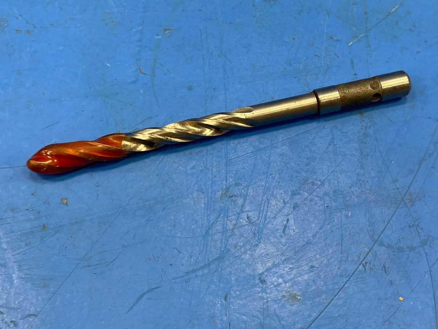 HSS Piloted Drill Reamer .310" w/ Coolant Holes, Spiral Flute TiN x 4-3/8" Long, Appears Unused