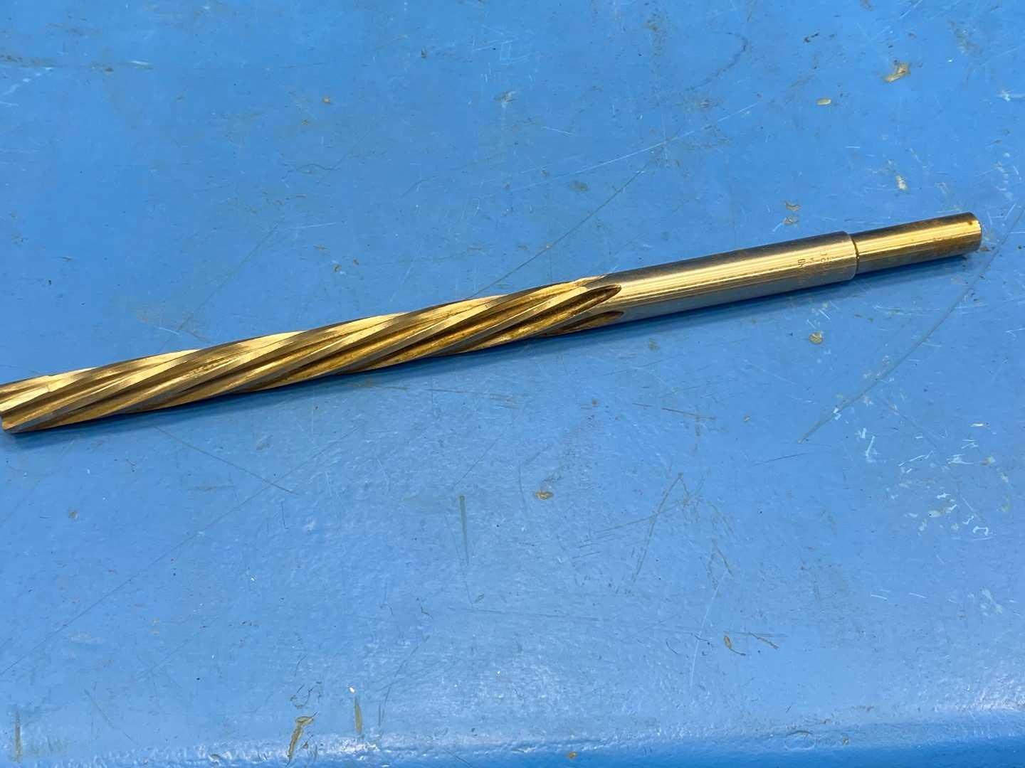 HSS Spiral Flute Reamer .3725" TiN Coated x 8" Long, Cleveland 07-0420, Appears Unused