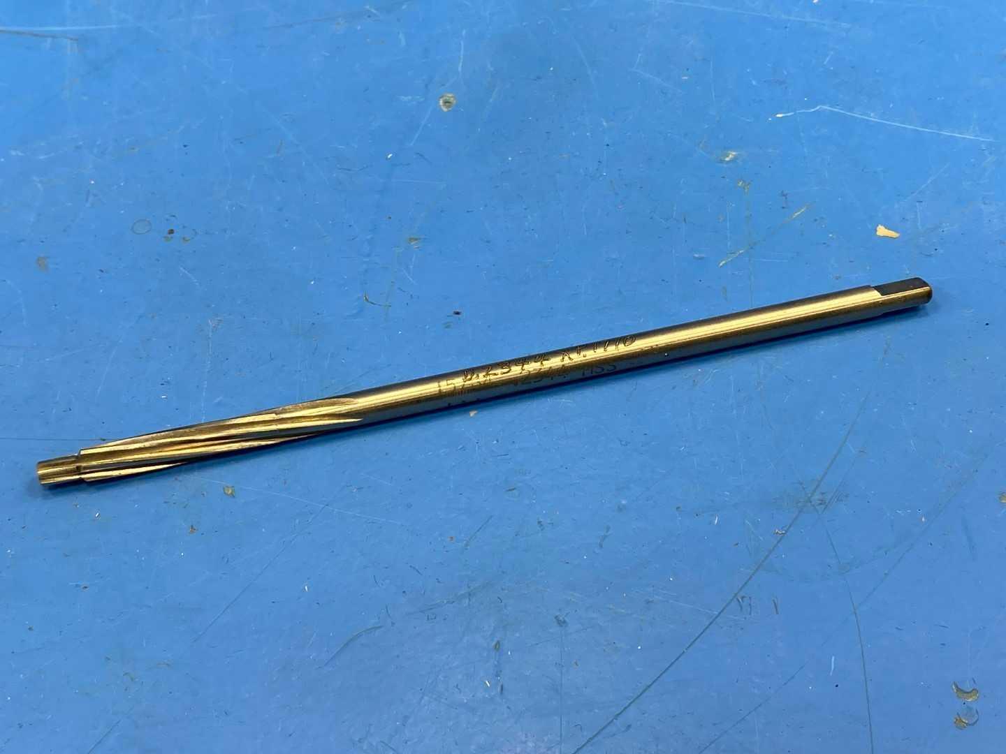 HSS Piloted Reamer 15/64" .2344 x .1710 Pilot, TiN Coated x 6-1/2" Long, Appears Unused