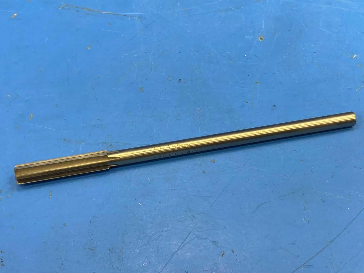 HSS Chucking Reamer .4010" 10.185mm Diameter x 7-3/4" Long, TiN Coated, H&I 533 B-7P, Appears Unused