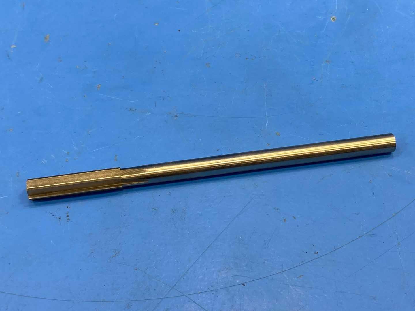 HSS Reamer 11mm .4350" Diameter, TiN Coated Spiral Flute, Appears Unused Machine Reamer