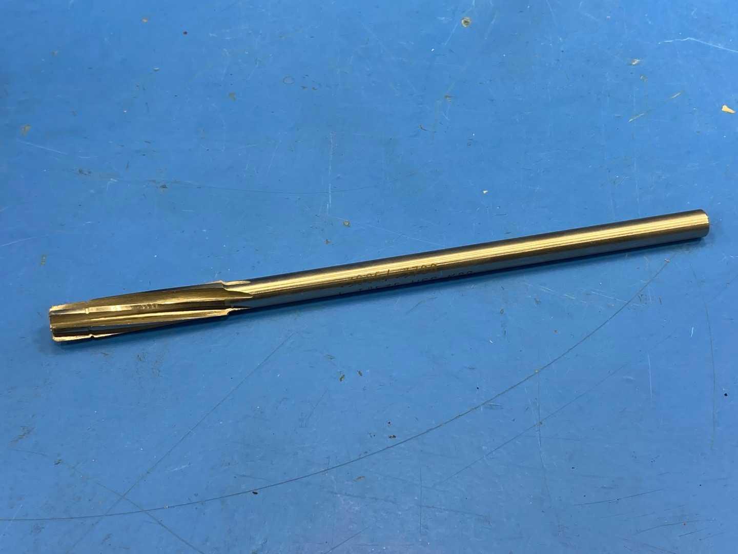 HSS Piloted Reamer .3920" x .3886, TiN Coated x 7" Long, Appears Unused Machine Reamer