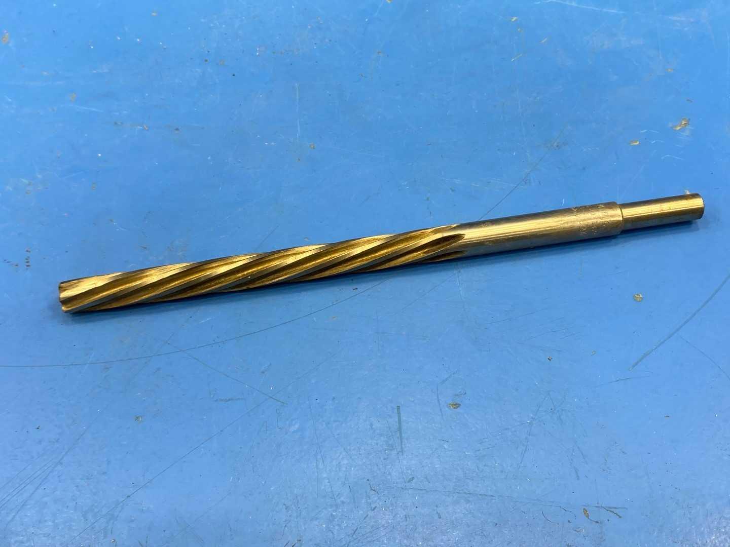 HSS Spiral Flute Reamer .4689" TiN Coated x 9" Long, Cleveland 10730439 (375D197), Appears Unused
