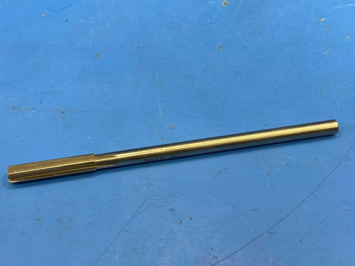 HSS Chucking Reamer .3410" Straight Flute TiN Coated x 6" Long, L&I 533 I-OB, Appears Unused