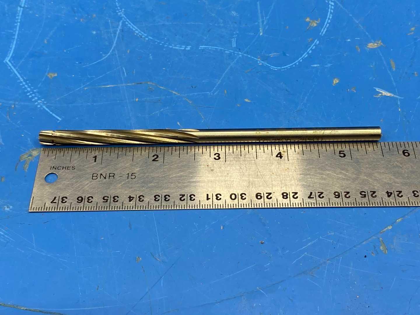 HSS Piloted Reamer .2450" x .2344, TiN Coated x 6" Long USA, Appears Unused Machine Reamer