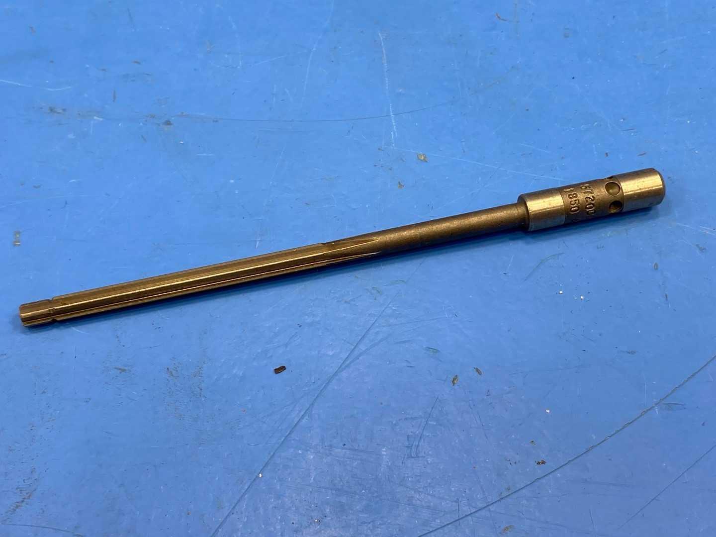 HSS Reamer .1850" Diameter x 5" Long, TiN Coated Spiral Flute, PN 57200, Appears Unused