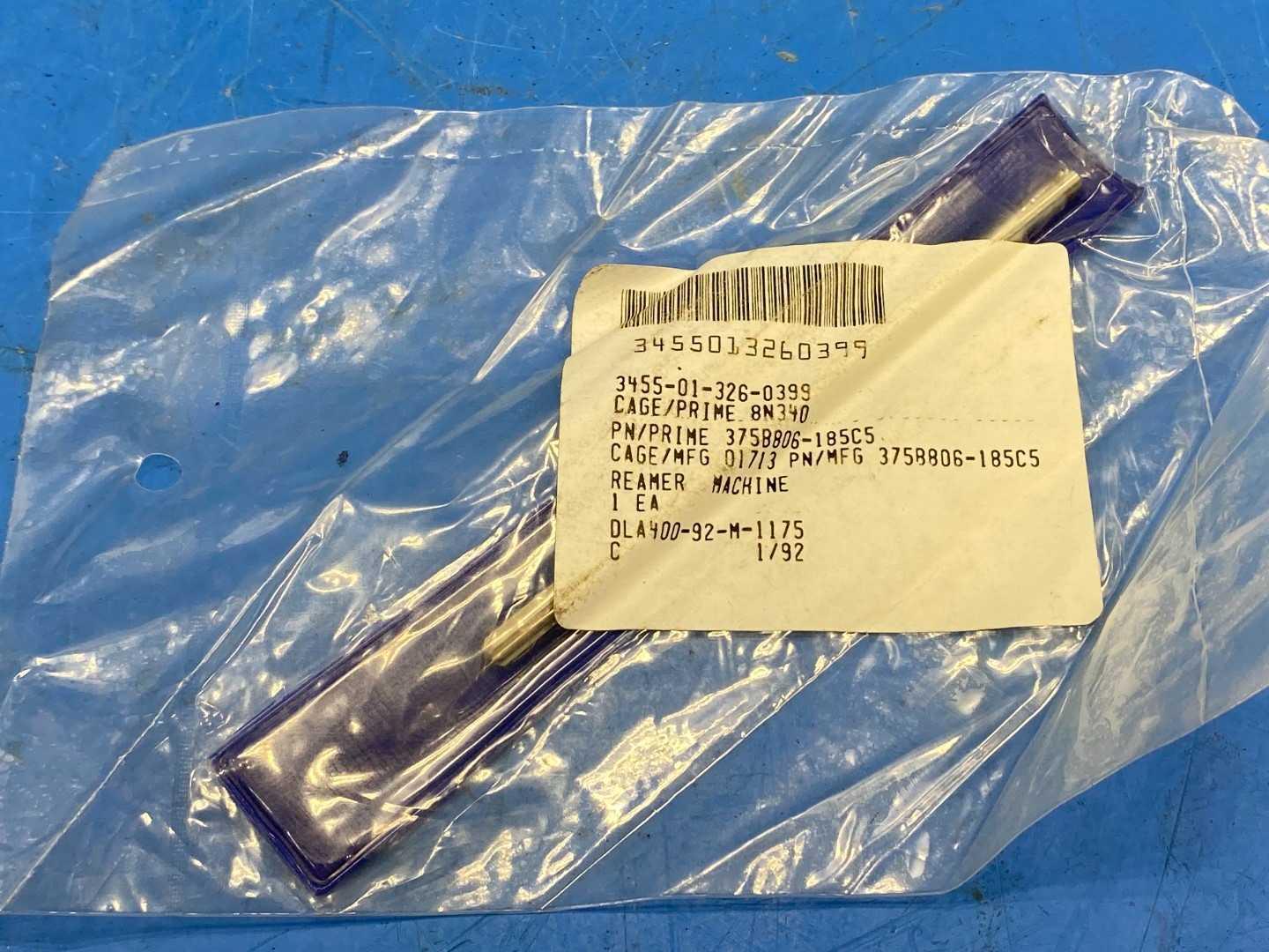 HSS Machine Reamer .185" Mil-Spec NIB, Aircraft Tooling 375B806-185C5, NSN 3455-01-326-0399