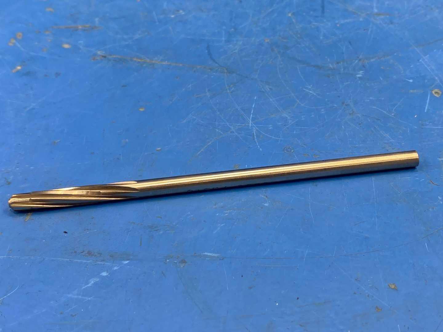 HSS Piloted Reamer .2155" x .1990 Pilot, TiN Coated x 5" Long, Appears Unused
