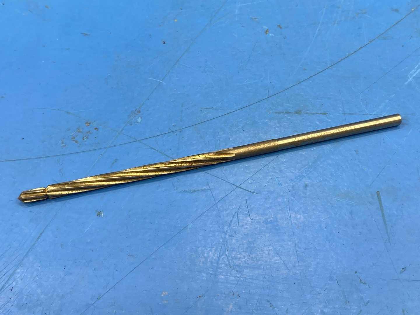 HSS Drill Reamer .1595" x .1345 Pilot, Hi-Lok Aircraft Aerospace Tooling, TiN Coated, Appears Unused