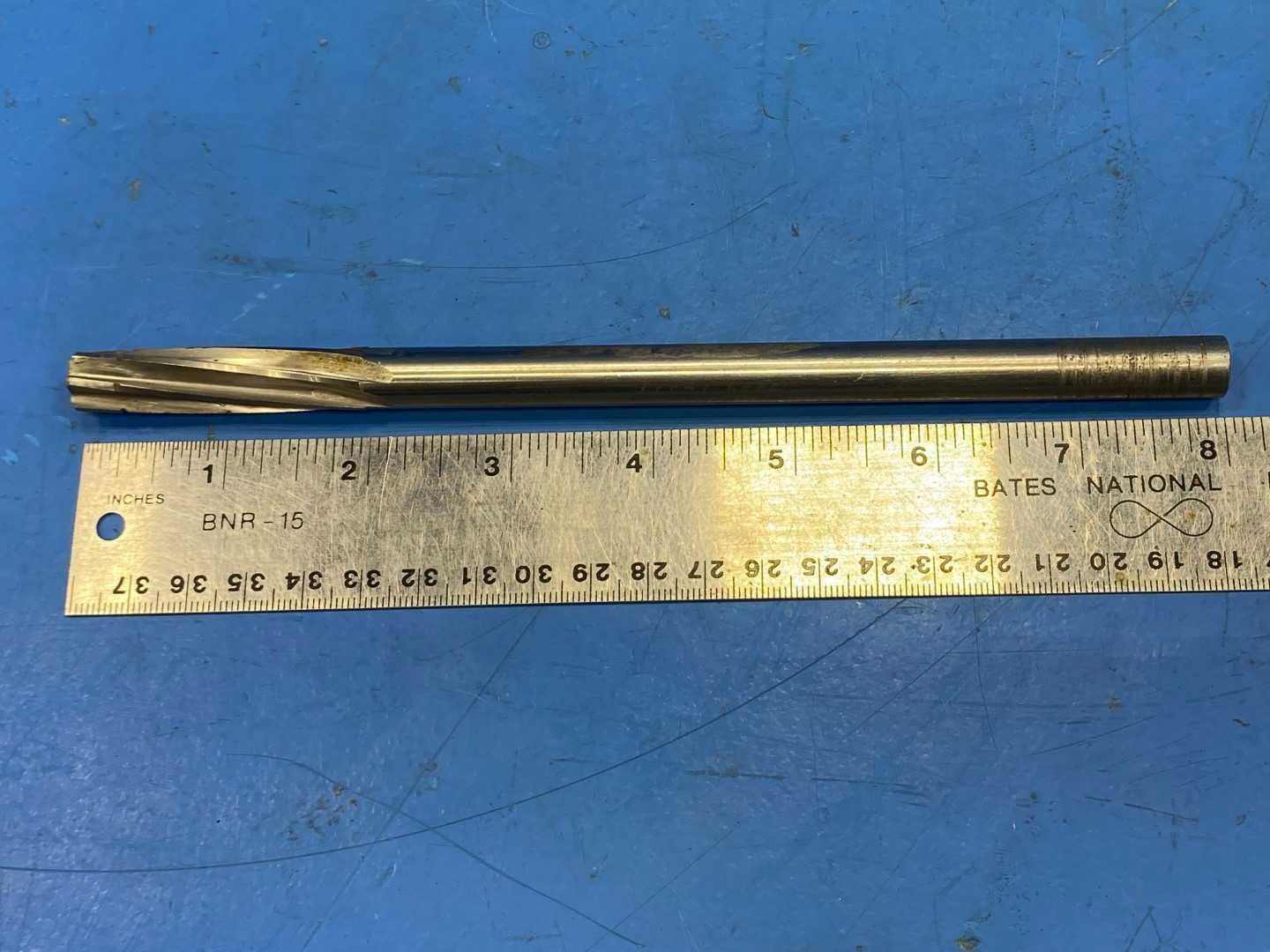 HSS Piloted Reamer .4667" x .4506 Pilot, Spiral Flute x 8" Long, Appears Unused