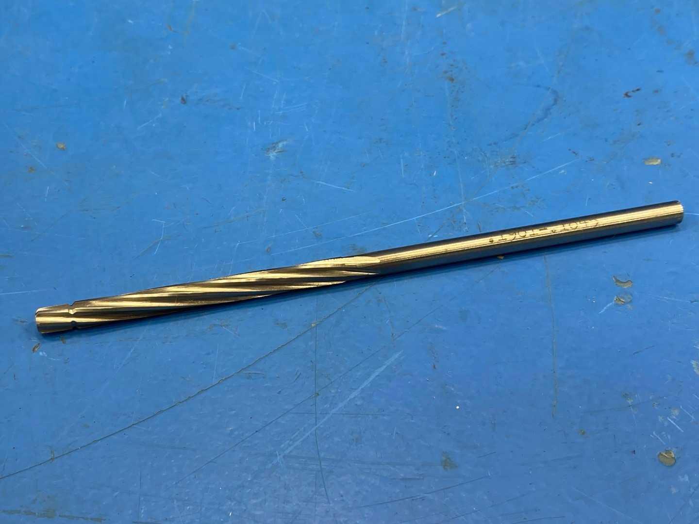 HSS Spiral Flute Reamer .1981" Diameter x 5" Long, TiN Coated USA, Appears Unused