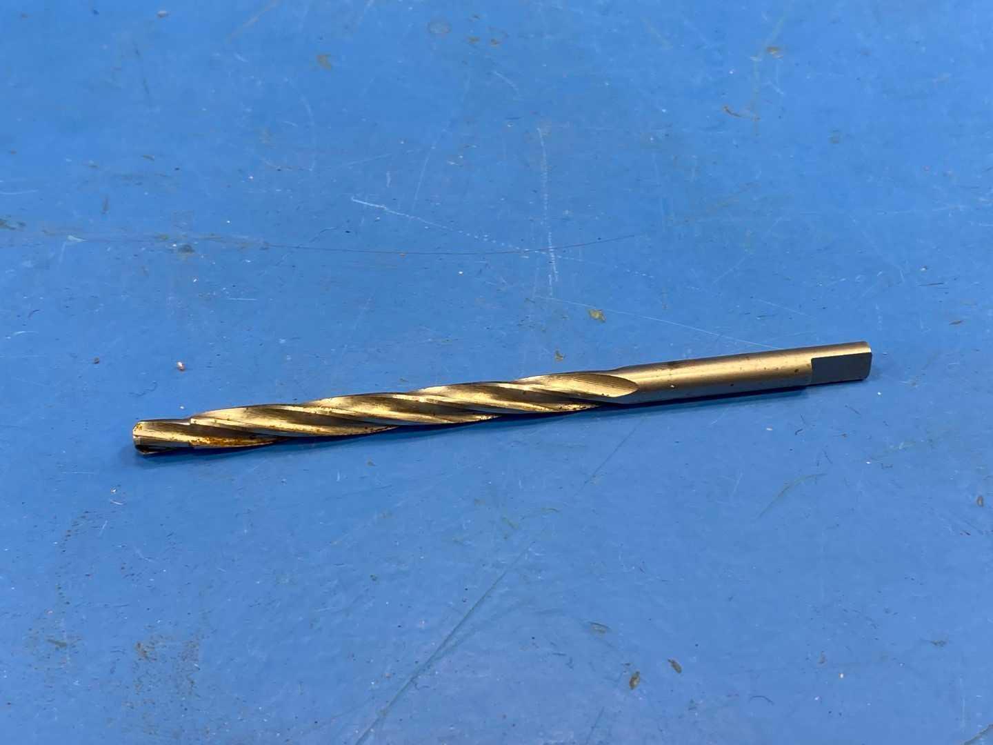 HSS Piloted Reamer .1875" x .1562 Pilot, TiN Coated Spiral Flute x 3-1/2" Long, Appears Unused