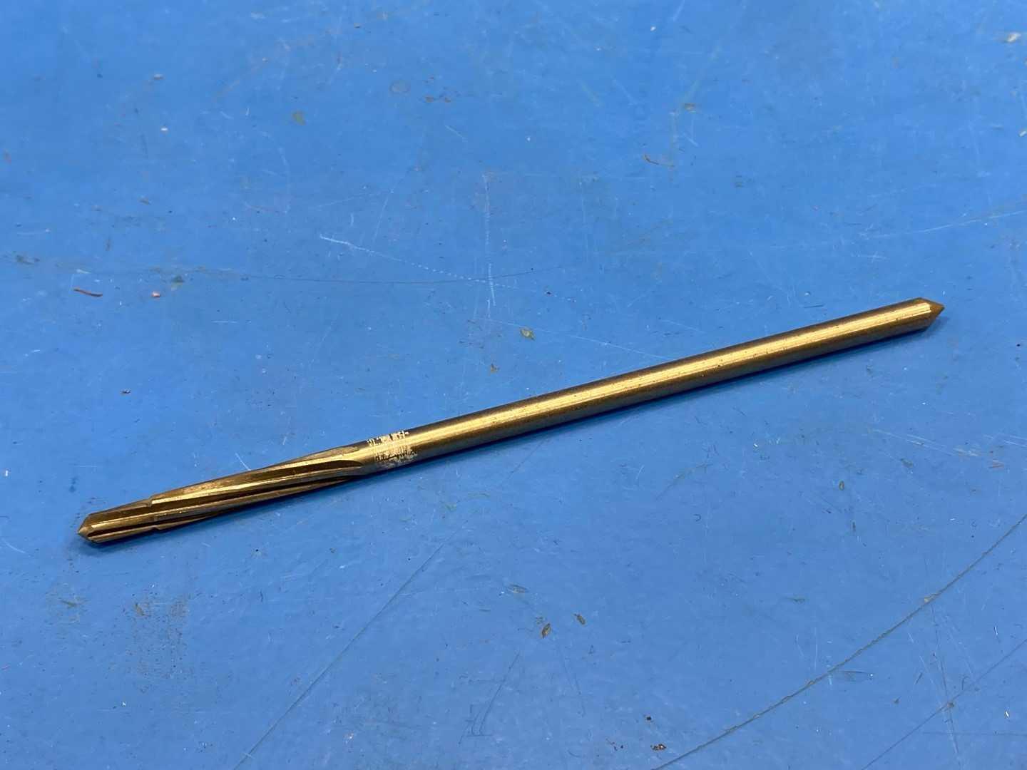 HSS Piloted Reamer .1845" x .1605 Pilot, TiN Coated x 5" Long, Appears Unused