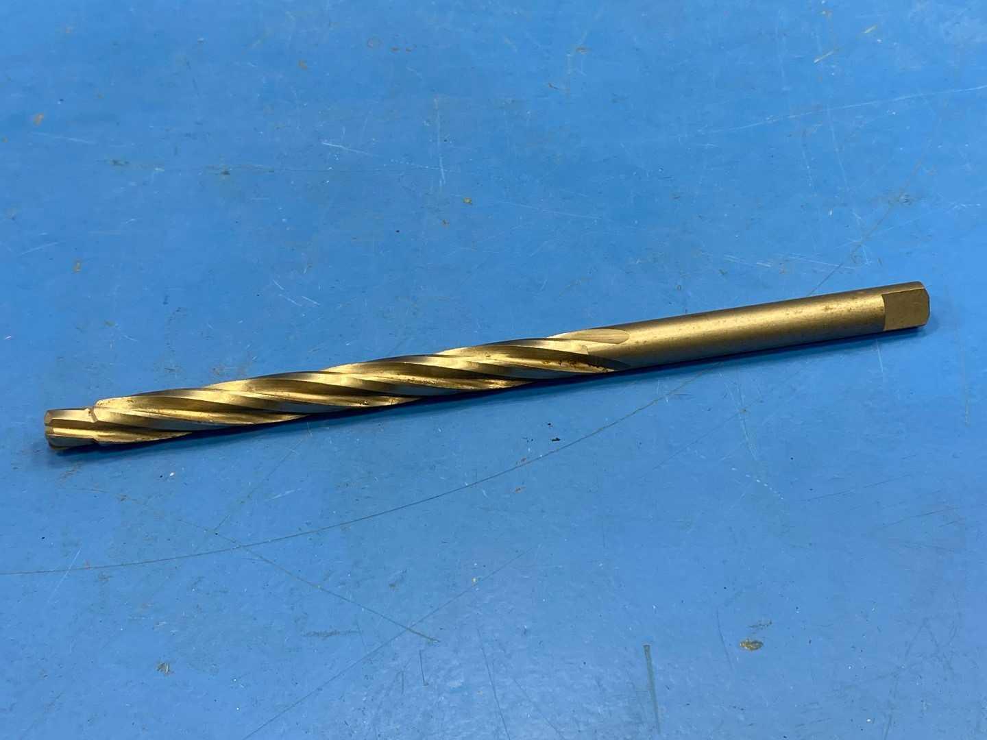 HSS Piloted Reamer .339" Metric TiN Coated x 6.75" Long, Spiral/Straight Flute, Appears Unused