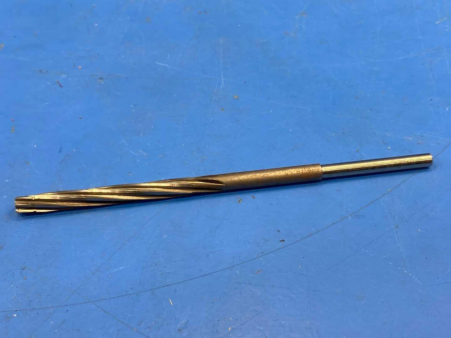 HSS Piloted Reamer .2455" x .2344 Pilot, TiN Coated Straight Flute x 5-1/2" Long, Appears Unused