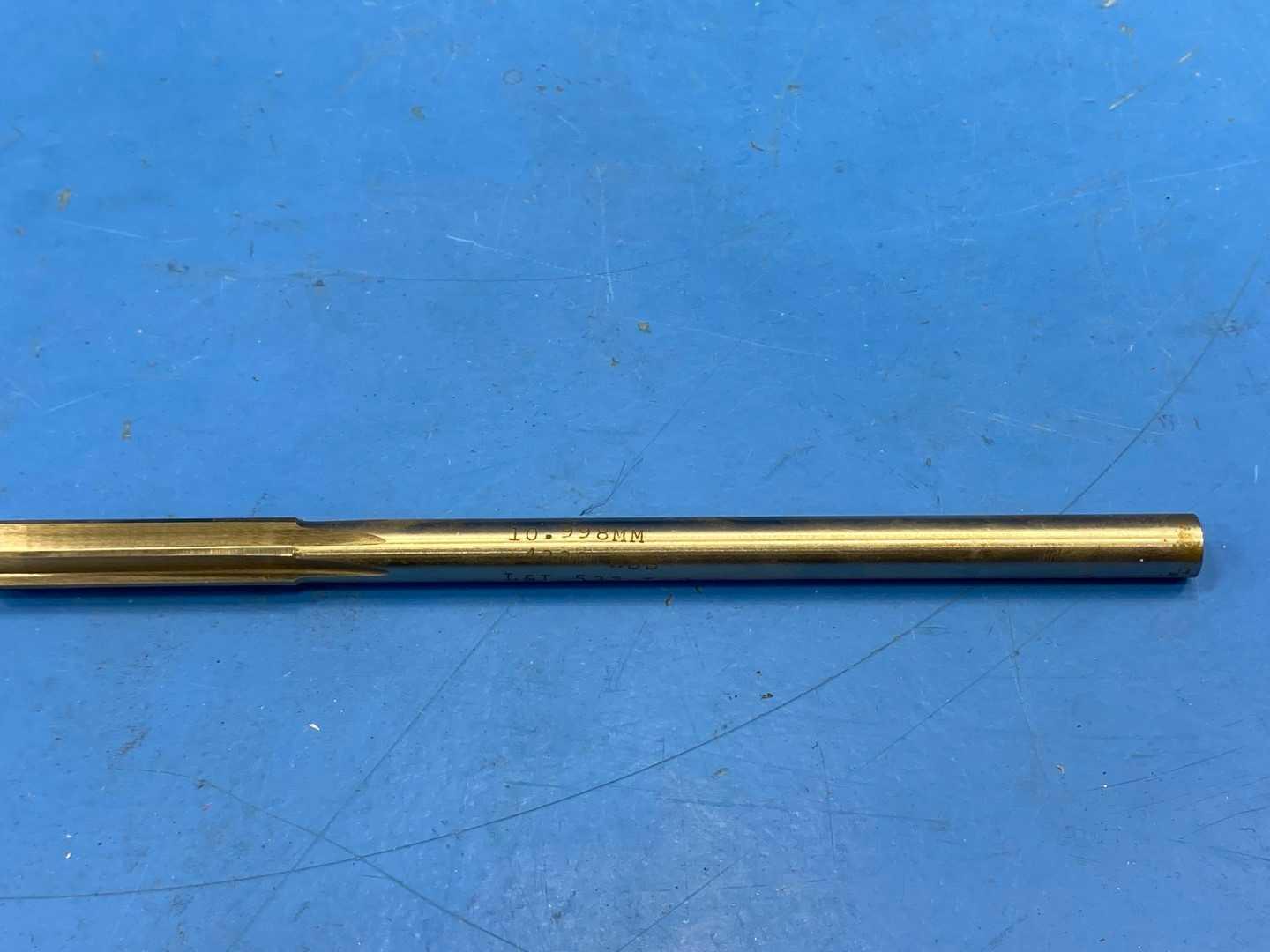 HSS Chucking Reamer 11mm .4330" (10.998mm) TiN Coated, Straight Flute, Appears Unused