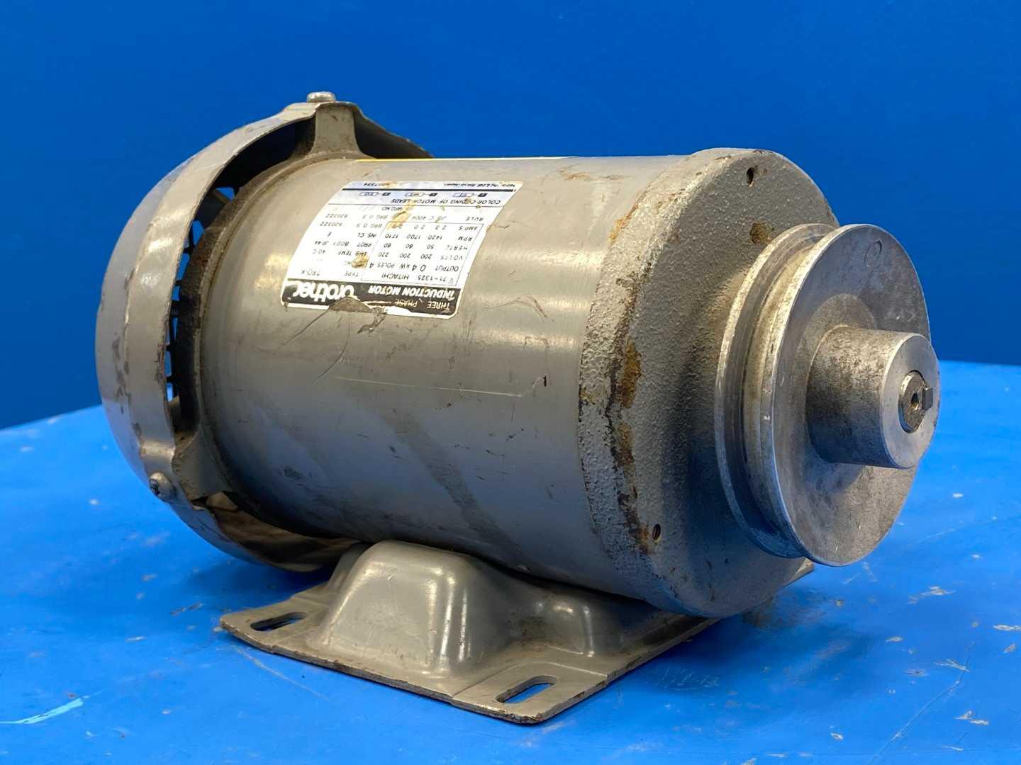 1/2 HP 3 Phase Induction Motor 1420/1700 RPM 200/220V 50/60Hz 4-Pole Hitachi TFO-K 71-1325 (Japanese Voltage)