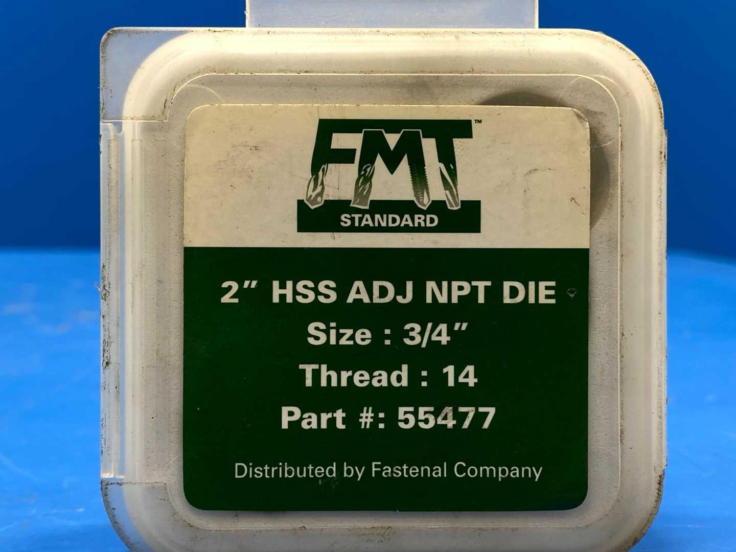 FMT 2" HSS ADJ NPT DIE Size: 3\4 Thread 14 PRT NO: 55477 Standard