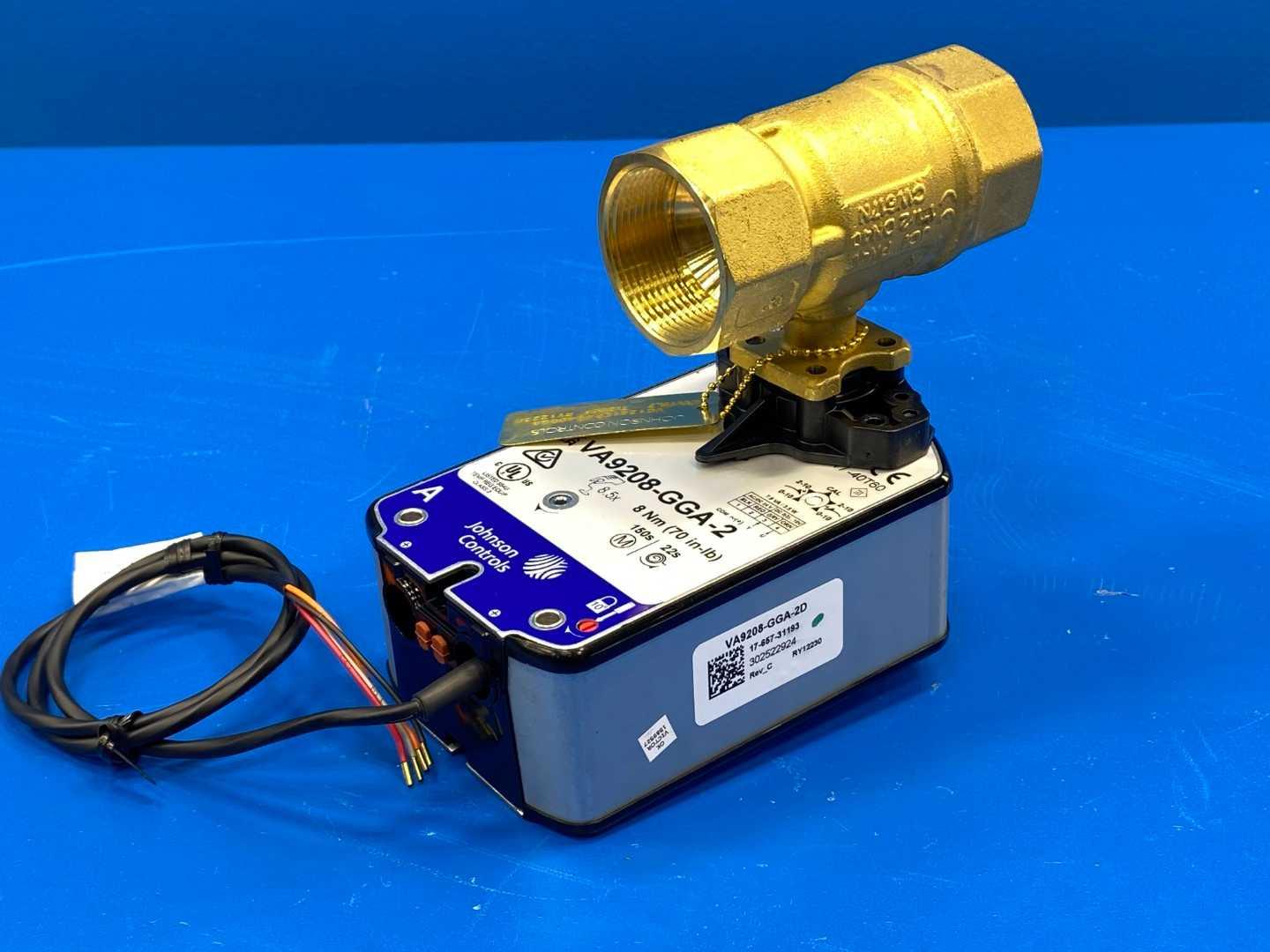Johnson Controls VG1241EP+948GGA 1-1/2" 2W" Ball Valve 18.7CV Brass Spring-Return Actuator without Switch