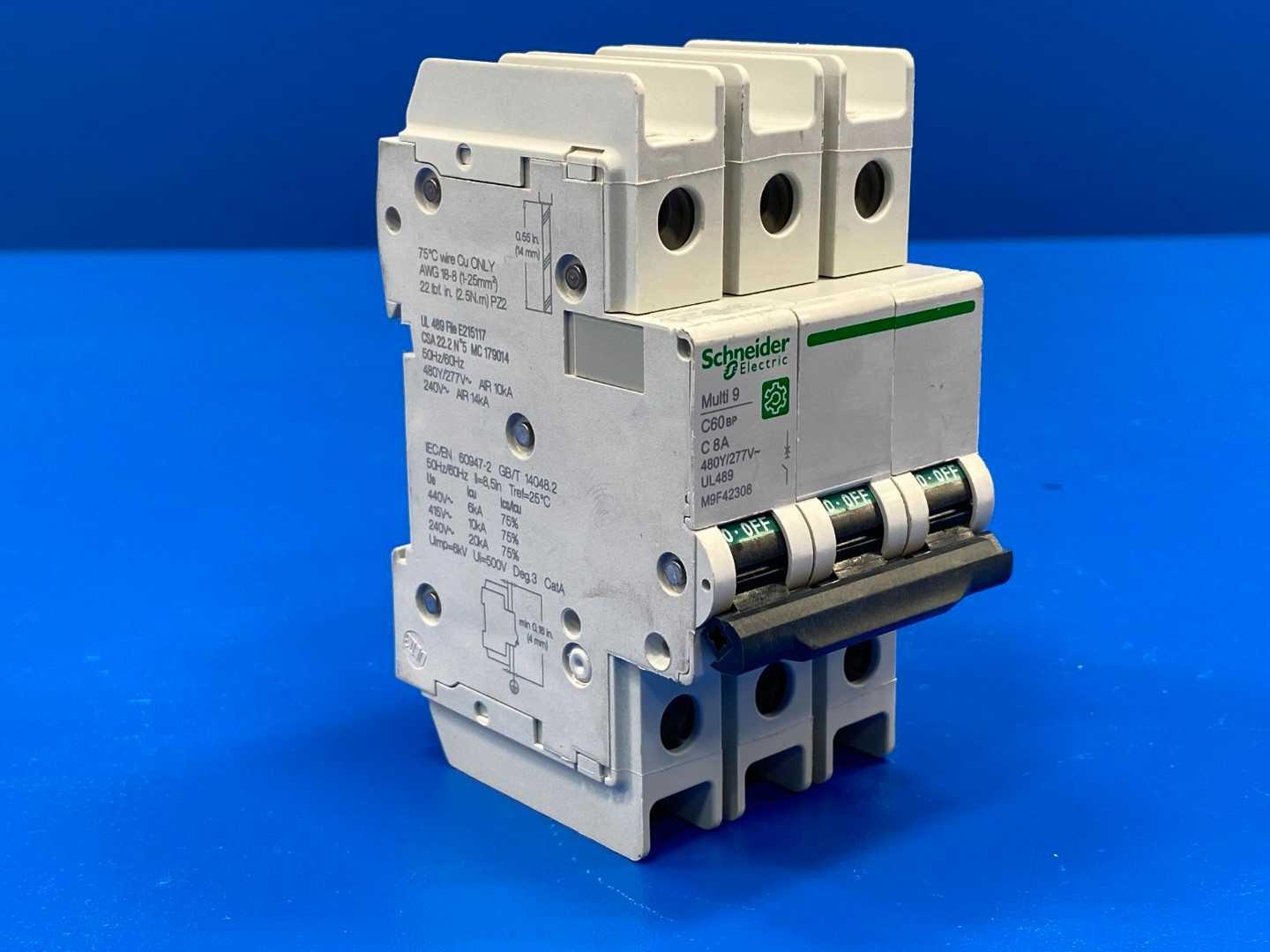Schneider Electric M9F42308 8 Amp Circuit Breaker M9F24308 480Y/277V Multi 9 C60BP Series