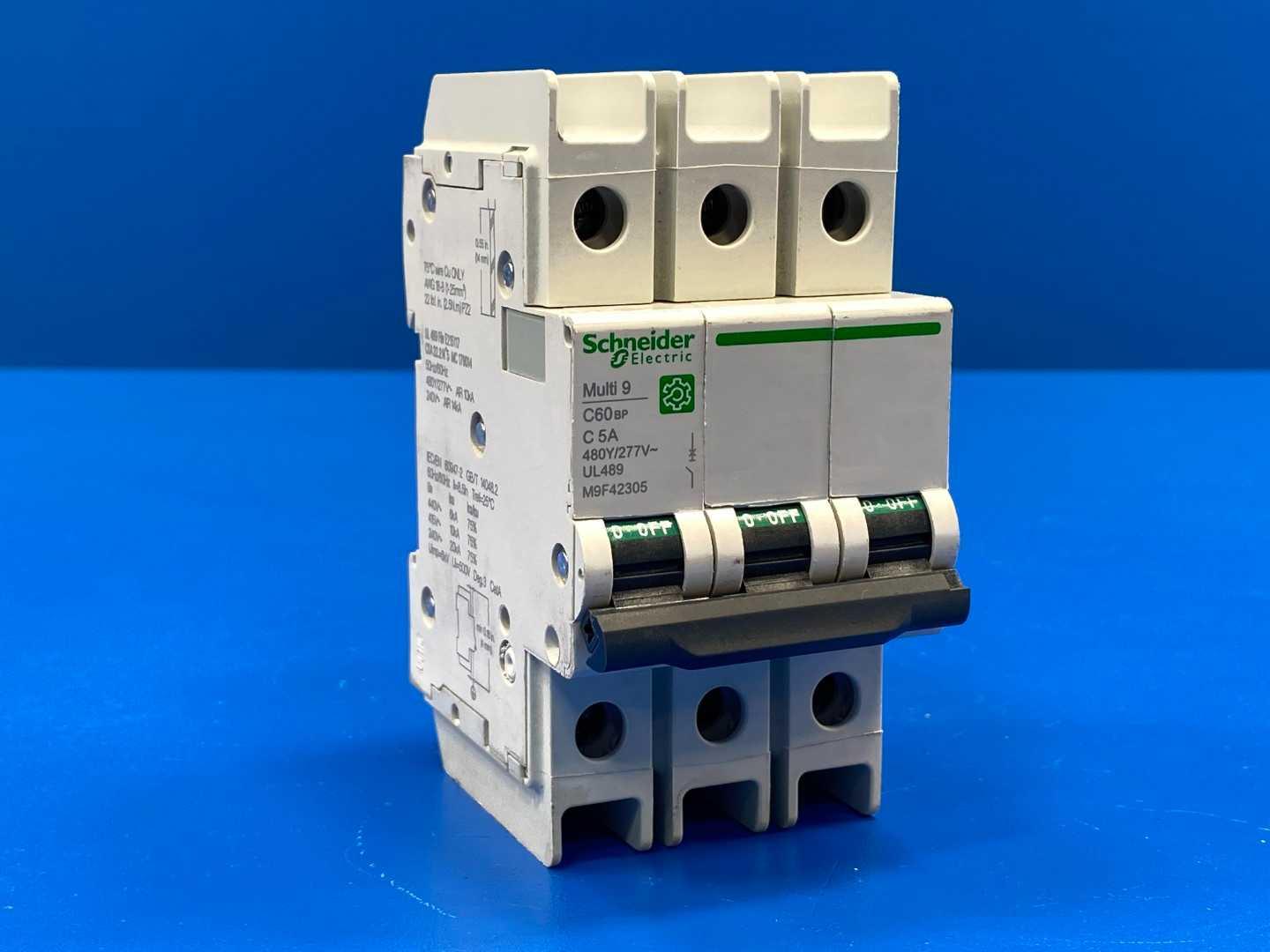 Schneider Electric M9F42305 5 Amp Miniature Circuit Breaker Multi 9 C60BP 480Y/277V 3-Phase 3- Pole