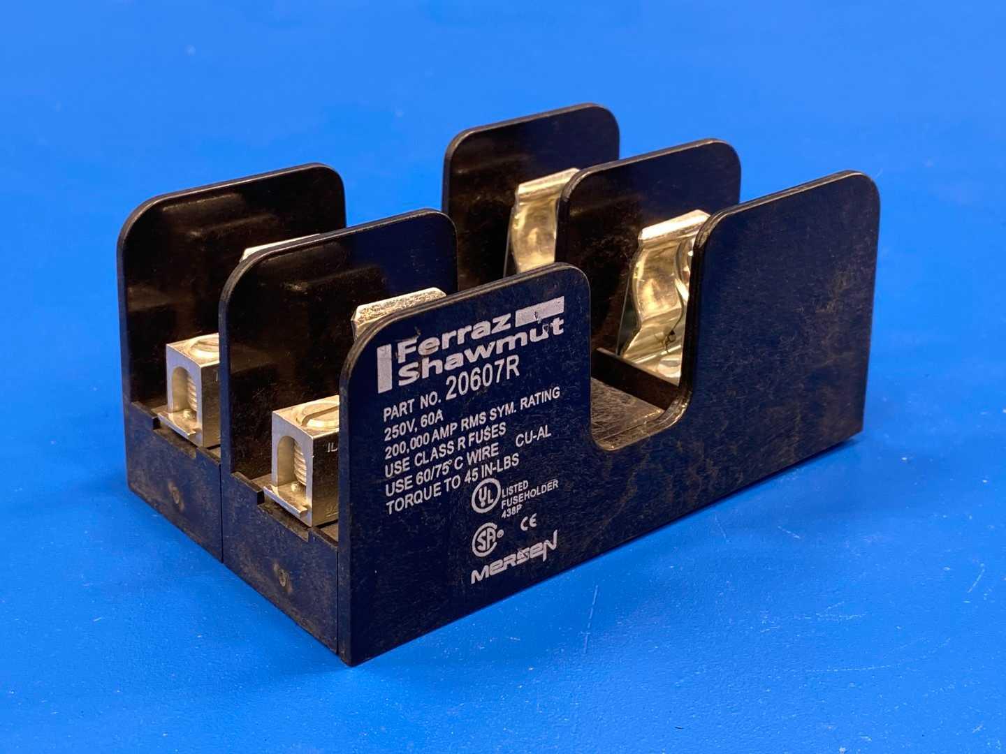 60 Amp Class R Fuse Block 250V 3-Pole Mersen 20607R Rejection Holder