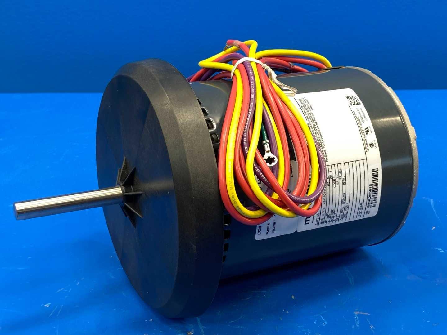 3/4 HP 575V Condenser Fan Motor 1075 RPM 48Z Frame 1 Phase Thermally Protected - Marathon 048A11011136A (WBK260015) NEW - Trane MOT10510 / Century 5FE1076SV1 Cross