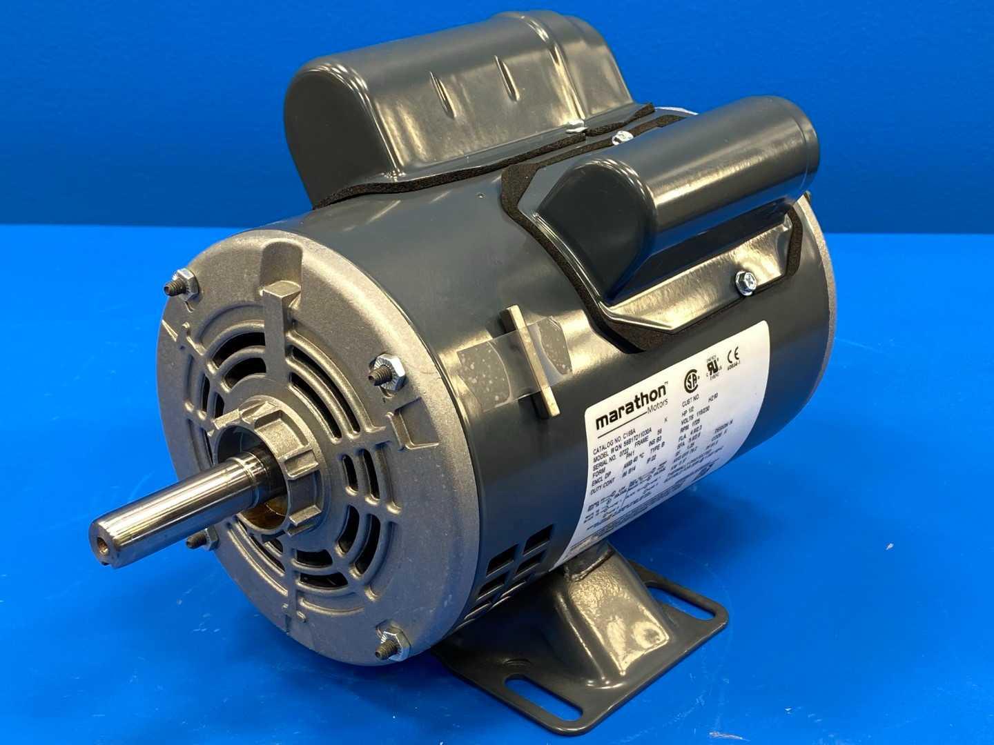 1/2 HP Electric Motor 1725 RPM 56 Frame 115/230V Single Phase Marathon C168A 056B17D11030A ODP General Purpose Thermally Protected