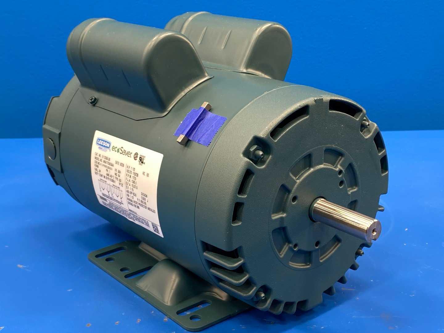 1.5 HP Electric Motor 1725 RPM 115/230V Single Phase 56H Frame ODP - Leeson ECOSAVER E113266.00 (M6K17DB55AA) NEMA Premium - Pump Compressor Fan Duty