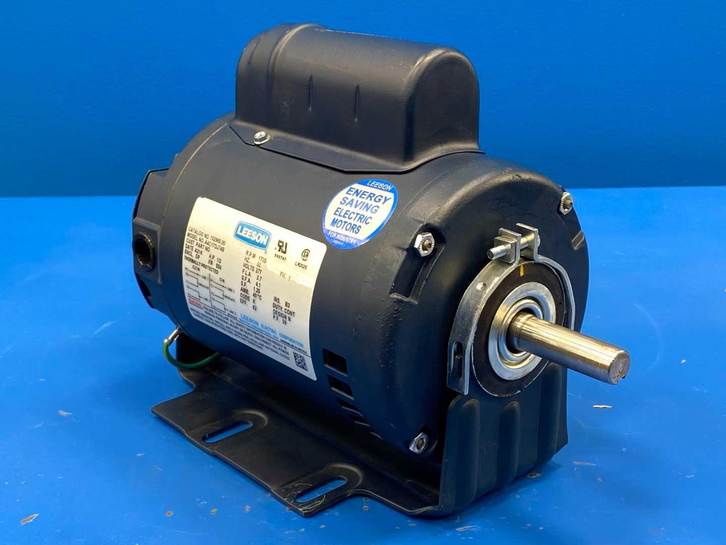 1/2 HP Electric Motor, Leeson 1725 RPM 277V 1 Phase 56 Frame ODP HVAC Fan Blower Motor, Resilient Base, Capacitor Start, A4C17DJ74B / 102965.00