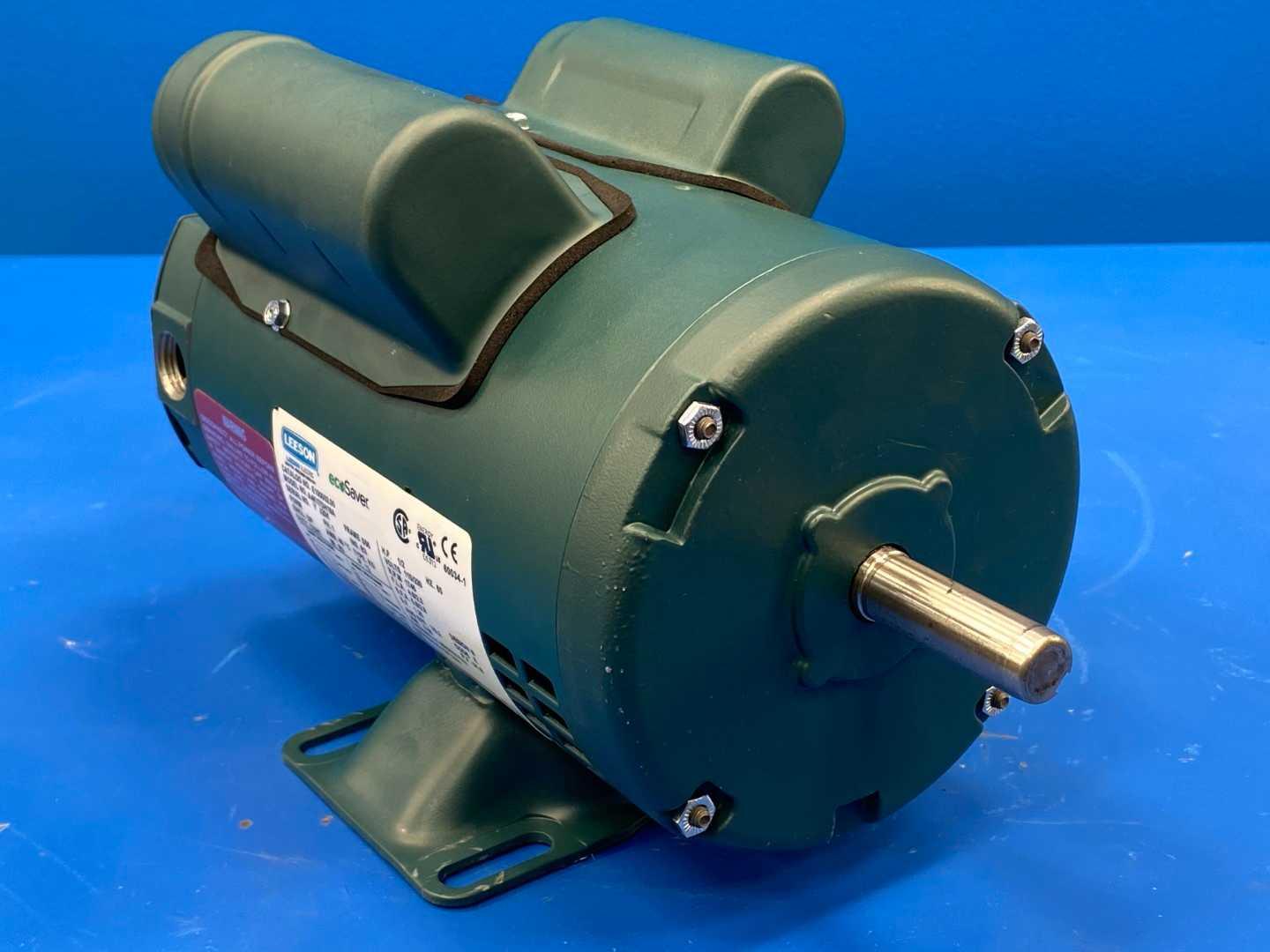 1/2 HP Electric Motor 1725 RPM 115/230V Single Phase 56 Frame ODP - Leeson E100002.00 A4K17DH19A ecoSaver (Discontinued NOS)