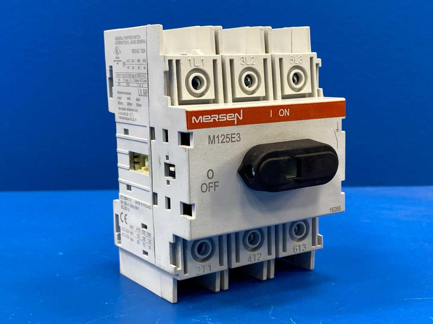 Mersen M125E3 100 Amp Disconnect Switch IEC General Purpose 600VAC 3-Phase 3 Pole
