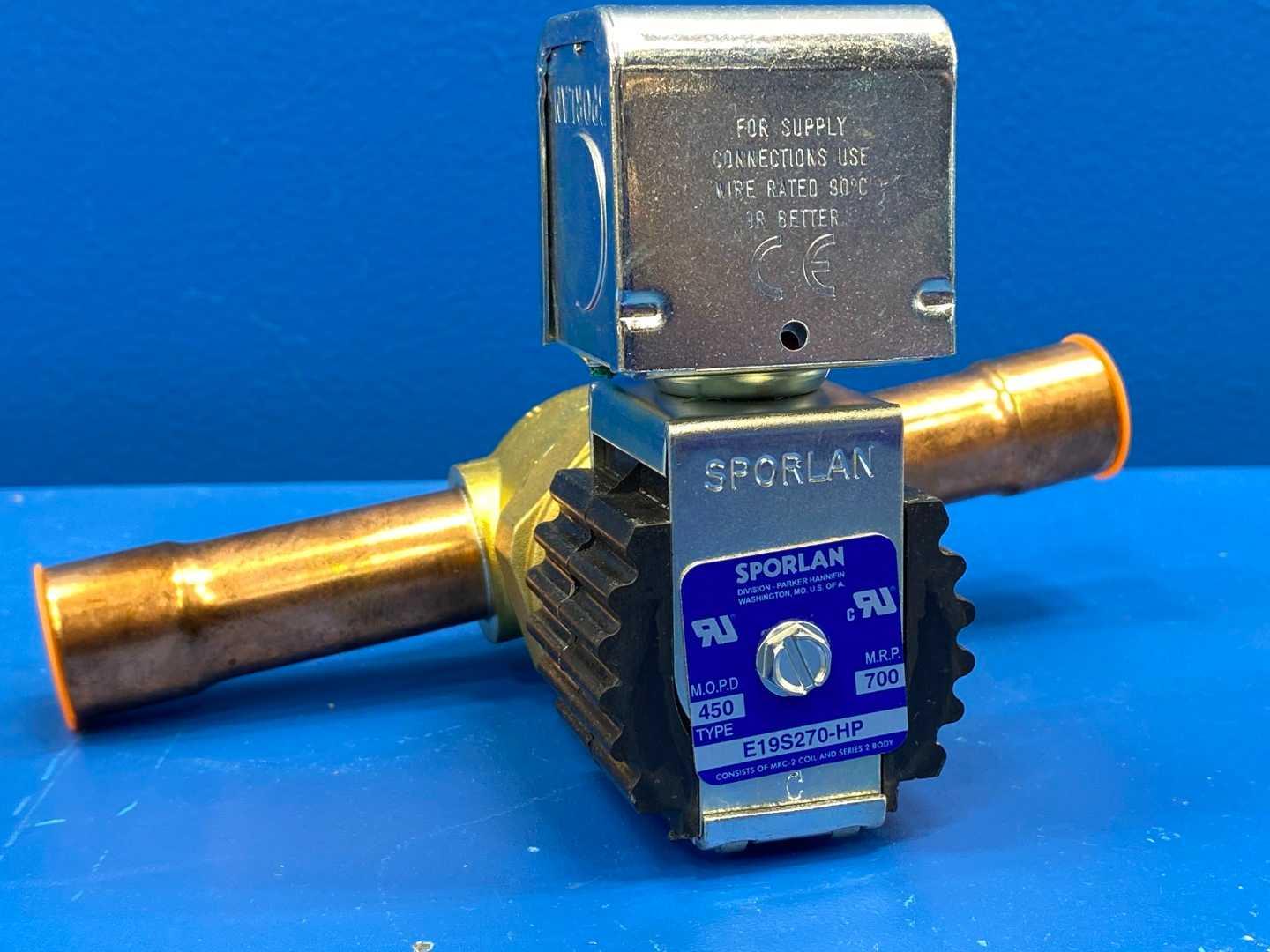 Sporlan E19S270-HP Solenoid Valve Assembly w/ MKC-2 Coil, 7/8" ODF, 24V 50/60Hz, R-22/R-410A Compatible